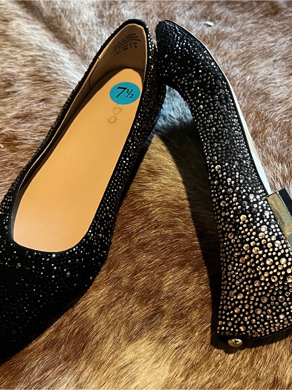 Aldo Black Crystal Embellished Women's Ballet Flats - Brand Unknown